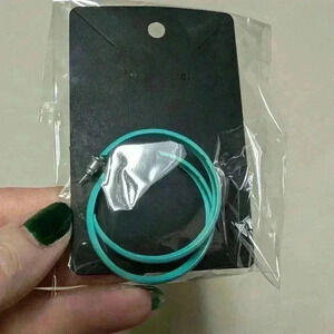 Vintage pair of large aqua hoop  earrings 80s